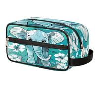 GeMeFv Cute Cartoon Elephant Flower Toiletry Bag Hanging Cosmetic Bag Portable Travel Makeup Bag Large Capacity Shaving Bag for Men Women, Cute Cartoon Elephant Flower, 10.5×4.4×5.3 in