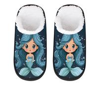 GeMeFv Cute Cartoon Mermaid Women's Slippers Memory Foam Slipper Soft Cozy Plush Lined House Slipper Indoor Non-Slip Travel Slippers
