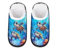 GeMeFv Cute Little Turtles Women's Slippers Memory Foam Slipper Soft Cozy Plush Lined House Slipper Indoor Non-Slip Travel Slippers