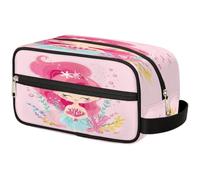 GeMeFv Cute Pink Mermaid Cartoon Toiletry Bag Hanging Cosmetic Bag Portable Travel Makeup Bag Large Capacity Shaving Bag for Men Women, Cute Pink Mermaid Cartoon, 10.5×4.4×5.3 in