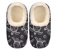 GeMeFv Cute Turtle House Slippers for Women/Men, Non-Slip House Slipper Socks, Plush Lined Slippers Shoes for Boys Girls Teens Indoor Bedroom (Sea Animal), Cute Turtle, Large Wide