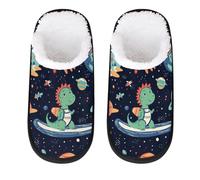 GeMeFv Dinosaur Space Planet Pattern Women's Slippers Memory Foam Slipper Soft Cozy Plush Lined House Slipper Indoor Non-Slip Travel Slippers