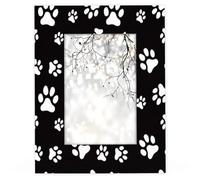 GeMeFv Dog Paw Print 4x6 Picture Frame Wooden Photo Frames for Tabletop and Wall Display, Picture Frame Home Wall Decor Gift Frames(Black)