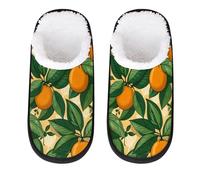 GeMeFv Fruit Orange Green Leaves Vintage Women's Slippers Memory Foam Slipper Soft Cozy Plush Lined House Slipper Indoor Non-Slip Travel Slippers