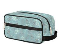 GeMeFv Green Leaves Flowers Toiletry Bag Hanging Cosmetic Bag Portable Travel Makeup Bag Large Capacity Shaving Bag for Men Women, Green Leaves Flowers, 10.5×4.4×5.3 in