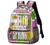 GeMeFv Hello Spring Backpack,Leaves Flower Butterfly Fashion Laptop Backpacks Travel Bag College Casual Bag Hiking Camping Daypack for Women Men,Hi Spring, 11.4(L)×8(W)×16(H)inch, Hello Spring,