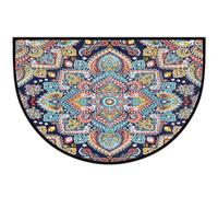 GeMeFv Indian Floral Paisley Half Round Door Mat Ethnic Mandala Non-Slip Half Circle Area Rug Doormat Washable Half Moon Rug for Indoor Outdoor Kitchen Bedroom Home Decor