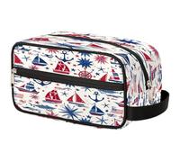 GeMeFv Nautical Elements Ship Rudder Anchor Toiletry Bag Hanging Cosmetic Bag Portable Travel Makeup Bag Large Capacity Shaving Bag for Men Women, Nautical Elements Ship Rudder Anchor, 10.5×4.4×5.3 in