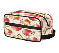 GeMeFv Red Apples Pears Toiletry Bag Hanging Cosmetic Bag Portable Travel Makeup Bag Large Capacity Shaving Bag for Men Women, Red Apples Pears, 10.5×4.4×5.3 in