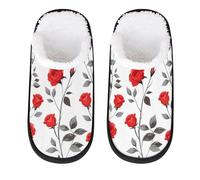 GeMeFv Red Roses Pattern Women's Slippers Memory Foam Slipper Soft Cozy Plush Lined House Slipper Indoor Non-Slip Travel Slippers