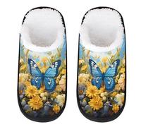 GeMeFv Spring Flowers Butterfly Women's Slippers Memory Foam Slipper Soft Cozy Plush Lined House Slipper Indoor Non-Slip Travel Slippers