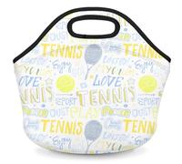 GeMeFv Tennis Racket Neoprene Lunch Bag, Sport Theme Insulated Lunch Box Tote Container Tote Cooler Warm Picnic Bags for Women Men