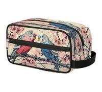 GeMeFv Two Birds Flowers Toiletry Bag Hanging Cosmetic Bag Portable Travel Makeup Bag Large Capacity Shaving Bag for Men Women, Two Birds Flowers, 10.5×4.4×5.3 in