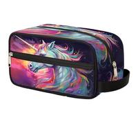 GeMeFv Unicorn Horse Toiletry Bag Hanging Cosmetic Bag Portable Travel Makeup Bag Large Capacity Shaving Bag for Men Women, Unicorn Horse, 10.5×4.4×5.3 in