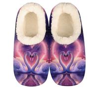GeMeFv Valentine's Day Swans Slippers for Women Slipper Socks Soft House Slippers Shoes for Bedroom Indoor, Winter Cozy Christmas Gifts