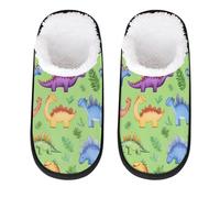GeMeFv Watercolor Dinosaurs Leaves Green Women's Slippers Memory Foam Slipper Soft Cozy Plush Lined House Slipper Indoor Non-Slip Travel Slippers