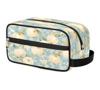 GeMeFv White Apples Flowers Toiletry Bag Hanging Cosmetic Bag Portable Travel Makeup Bag Large Capacity Shaving Bag for Men Women, White Apples Flowers, 10.5×4.4×5.3 in
