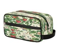 GeMeFv White Cats Strawberry Leaves Toiletry Bag Hanging Cosmetic Bag Portable Travel Makeup Bag Large Capacity Shaving Bag for Men Women, White Cats Strawberry Leaves, 10.5×4.4×5.3 in