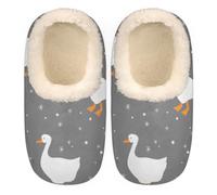 GeMeFv White Duck Women's Slippers, Big White Goose Non-Slip House Slipper Socks, Plush Lined Slippers Shoes for Girls Boys Teens Indoor Bedroom, White Duck, X-Large X-Wide