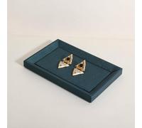 Gemehou faux PU leather Jewelry Viewing Tray, Stackable Jewelry Plate, Rectangle Jewelry showcase, Empty Jewelry tray for Necklace Bracelet Ring Earring Watch (Green-Small)