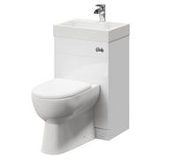 Gemelli 2 in 1 Combination Toilet and Basin Suite with Soft Close Toilet Seat | Gloss White | Plastic | 500mm