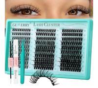 GEMERRY Cluster Lashes Kit 40+50+60D Lash Extension Kit DIY Eye Lashes Fluffy Russian Eyelashes Extensions Curly Durable Individual Eyelashes With Bond and Seal Tweezer (8-16mm Kit)