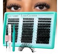GEMERRY Cluster Lashes Kit 60+80+100D Lash Extension Kit DIY Eye Lashes Fluffy Russian Eyelashes Extensions Curly Durable Individual Eyelashes With Bond and Seal Tweezer (8-16mm Kit)