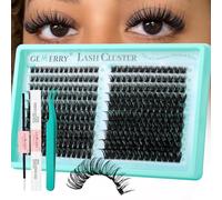 GEMERRY Cluster Lashes Kit 80+100D Lash Extension Kit DIY Eye Lashes Fluffy Russian Eyelashes Extensions Curly Durable Individual Eyelashes With Bond and Seal Tweezer (8-16mm Kit)