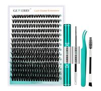 GEMERRY Lash Extension Kit 280Pcs Lash Clusters DIY Individual Eyelash Extension Kit D Curl Volume Cluster Lashes Wispy with Lash Bond and Seal and Lash Tweezers (50D-0.07D,10-18MIX-KIT)