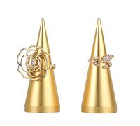 GemeShou 2pcs Gold engagement cone ring holder for jewelry, Gold ring display stand for selling, jewelry storage organizer retail photography props【Gold Ring Holder 2pcs Height 8cm】