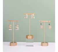 GemeShou 3pcs Earring T Stand, Gold earring display holder for selling, Small earring T Bar stand, Metal Jewelry Organizer for Show Online Store Photography Props 【3pcs Height 13.5cm】