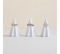 GemeShou 3pcs White Ring Cone Display Stand for Selling, Gypsum Jewelry Ring display holder, 3D Gypsum Jewelry ring cone holder for Home Decor【Gypsum slim cone with stripe-3pcs】