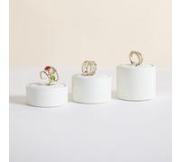 GemeShou 3pcs White Ring Display Stand for Selling, PU Leather Jewelry Ring display holder, Jewelry ring storage organizer for boutique store or Home Decor【Round-3 pcs】