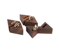GemeShou 6pcs Wood Jewelry Ring Storage organizers, Retail ring display slot stand, Small walnut Jewelry ring holder tray for Girl Woman Room Decoration【Walnut-Triangle 6pcs】