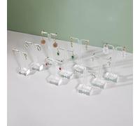 GemeShou 9pcs transparent earring T stand jewelry display for show, acrylic earring hanger for women, small clear earring holder for selling, jewelry Photography props【9pcs earring stand-T shape】
