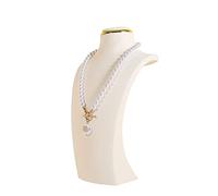 GemeShou Beige necklace display stands for selling, Velvet necklace storage organizer, Necklace mannequin jewelry bust holder for boutique store【Beige-Medium height 26 cm】