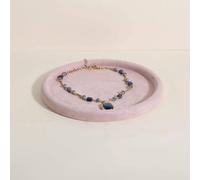 GemeShou Gemehou Round Jewelry Organizer plate, Top Microfiber velvet Jewerly display tray, Empty Jewelry showcase tray for Necklace Bracelet Ring Earring Watch (Pink-Large)