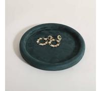 GemeShou Gemehou Round Jewelry Organizer plate, Top Microfiber velvet Jewerly display tray, Empty Jewelry showcase tray for Necklace Bracelet Ring Earring Watch (Green-Medium)