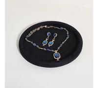 GemeShou Gemehou Round Jewelry Organizer plate, Top Microfiber velvet Jewerly display tray, Empty Jewelry showcase tray for Necklace Bracelet Ring Earring Watch (Black-Large)