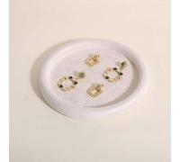 GemeShou Gemehou Round Jewelry Organizer plate, Top Microfiber velvet Jewerly display tray, Empty Jewelry showcase tray for Necklace Bracelet Ring Earring Watch (Cream-Medium)