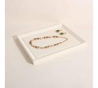 GemeShou Gemehou Square velvet Jewerly display tray, Nightstand Jewelry Organizer plate, Stackable Empty Jewelry showcase tray for Necklace Bracelet Ring Earring Watch (Cream-Medium)