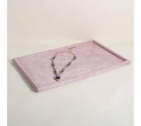 GemeShou Gemehou velvet Jewerly display tray, Top Microfiber Jewelry storage organizer plate, Empty Jewelry showcase tray for Necklace Bracelet Ring Earring Watch (Pink-Large)