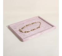 GemeShou Gemehou velvet Jewerly display tray, Top Microfiber Jewelry storage organizer plate, Empty Jewelry showcase tray for Necklace Bracelet Ring Earring Watch (Pink-Medium)