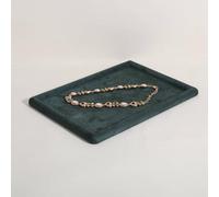 GemeShou Gemehou velvet Jewerly display tray, Top Microfiber Jewelry storage organizer plate, Empty Jewelry showcase tray for Necklace Bracelet Ring Earring Watch (Green-Medium)