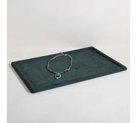 GemeShou Gemehou velvet Jewerly display tray, Top Microfiber Jewelry storage organizer plate, Empty Jewelry showcase tray for Necklace Bracelet Ring Earring Watch (Green-Large)