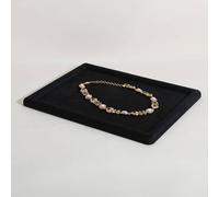 GemeShou Gemehou velvet Jewerly display tray, Top Microfiber Jewelry storage organizer plate, Empty Jewelry showcase tray for Necklace Bracelet Ring Earring Watch (Black-Medium)