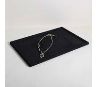 GemeShou Gemehou velvet Jewerly display tray, Top Microfiber Jewelry storage organizer plate, Empty Jewelry showcase tray for Necklace Bracelet Ring Earring Watch (Black-Large)