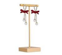 GemeShou Gold earring T Stand, Metal Earring Display stand for selling, Small Jewelry earring storage organizer, Mini earring holder for online Photography Props【Gold-Square Base】