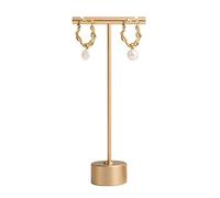 GemeShou Gold Metal T Bar Earring Display Stand for show, Single Pair Earring Display holder, Tabletop Jewelry Tower Holder for Girl Women, Online Store Photo props【Gold-Round-Height 13.5cm】