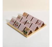 GemeShou Golden coated earring display stand for selling, velvet stud earring holder for jewelry display, Jewlery earring storage organizer tray, studs holder jewelry organizer【Pink】